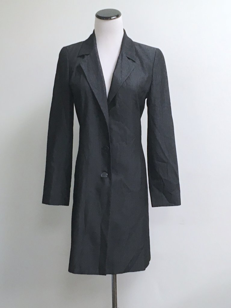Linda Allard Black Duster Wool Blend Petite 2 Coat